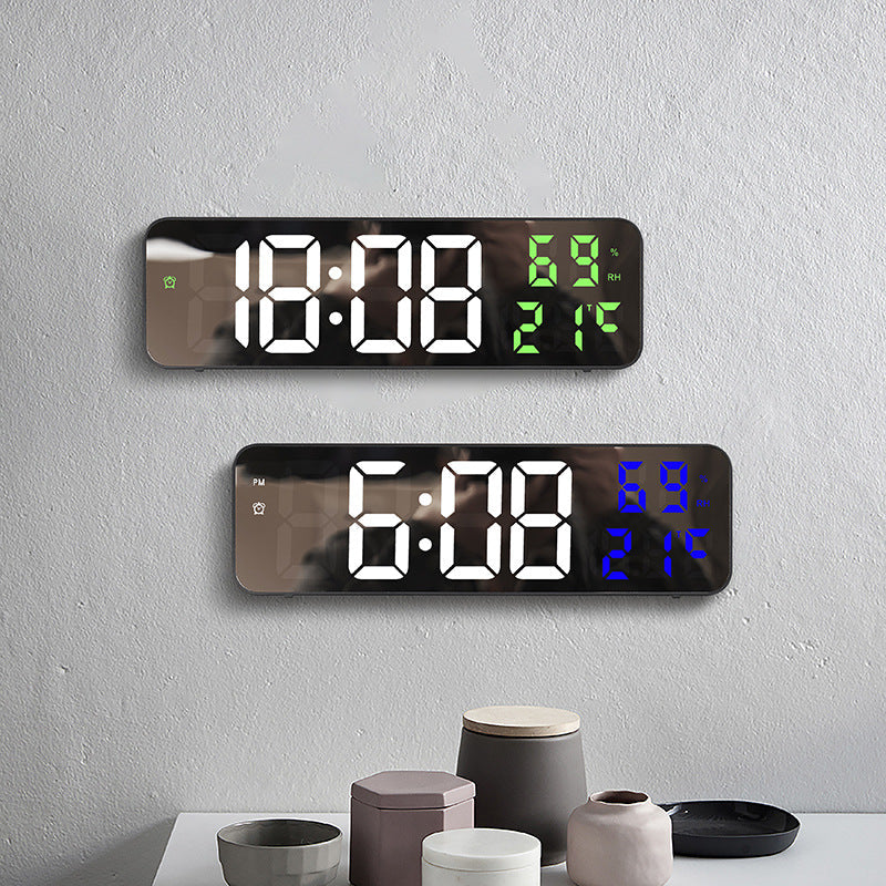 Mirror Digital LED Wall Clock with Temperature Display