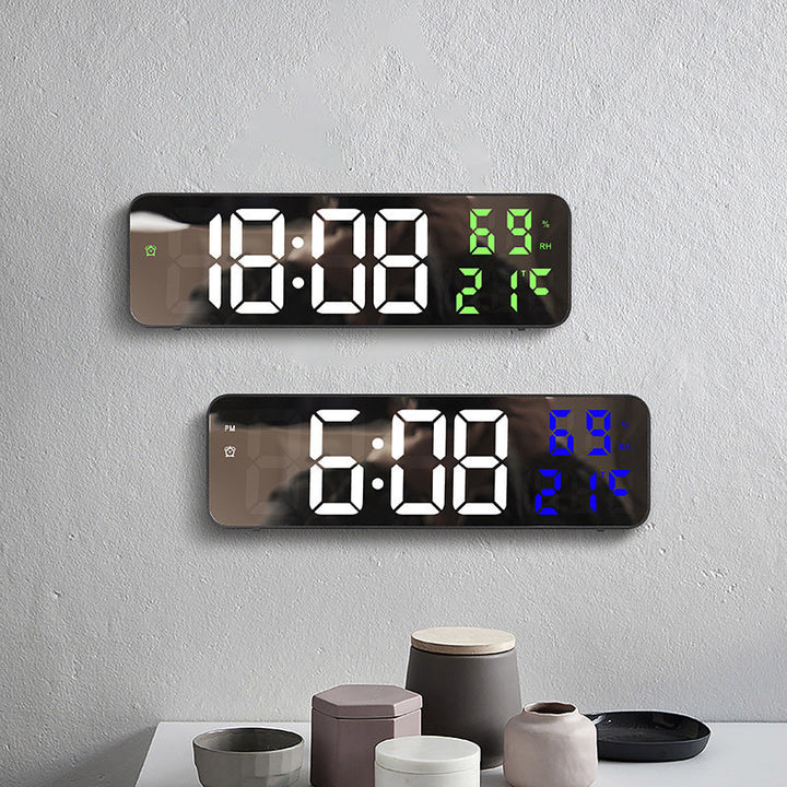 Mirror Digital LED Wall Clock with Temperature Display