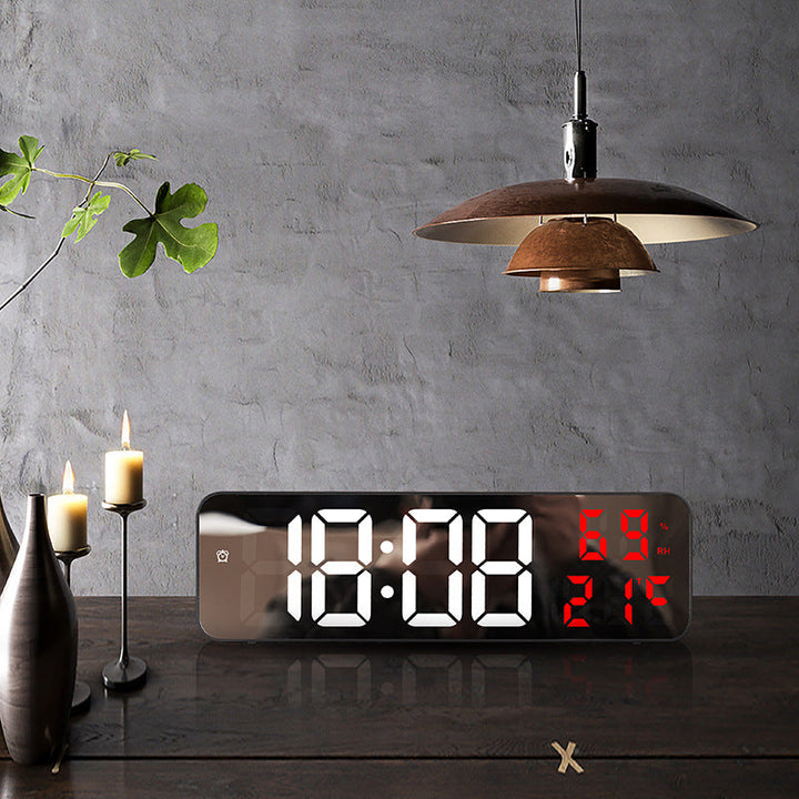 Mirror Digital LED Wall Clock with Temperature Display