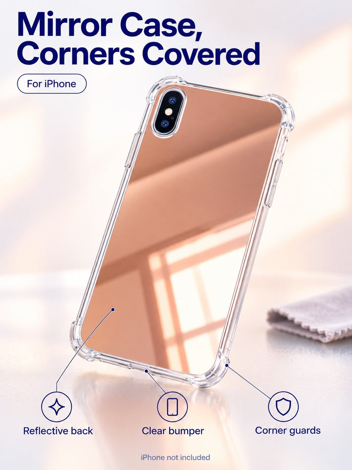 Mirror Phone Case with Rose Gold Finish and Corner Guard