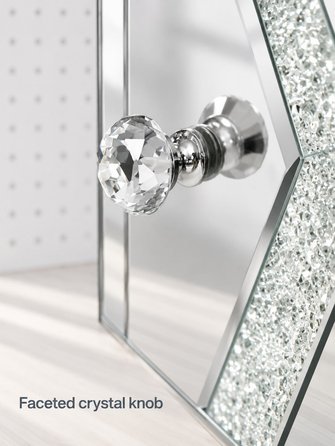 Mirrored Storage Cabinet with Diamond Crystal Accents