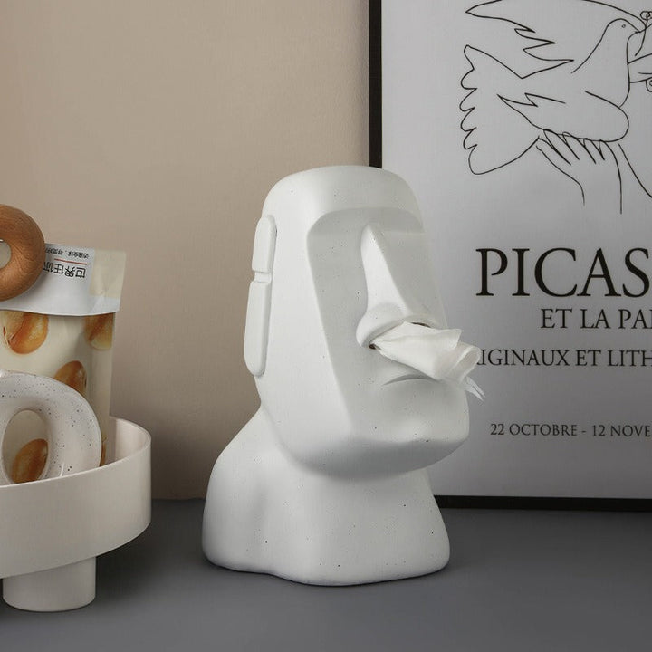 Moai Tissue Holder: Playful Sculptural Home Storage