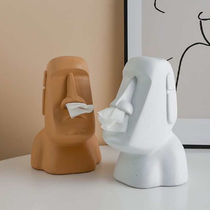 Moai Tissue Holder: Playful Sculptural Home Storage