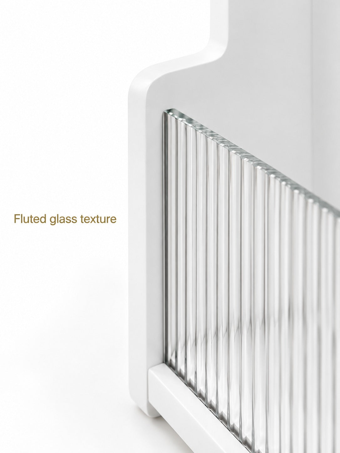Mobile Bedside Table with Fluted Glass Top and Gold Bar