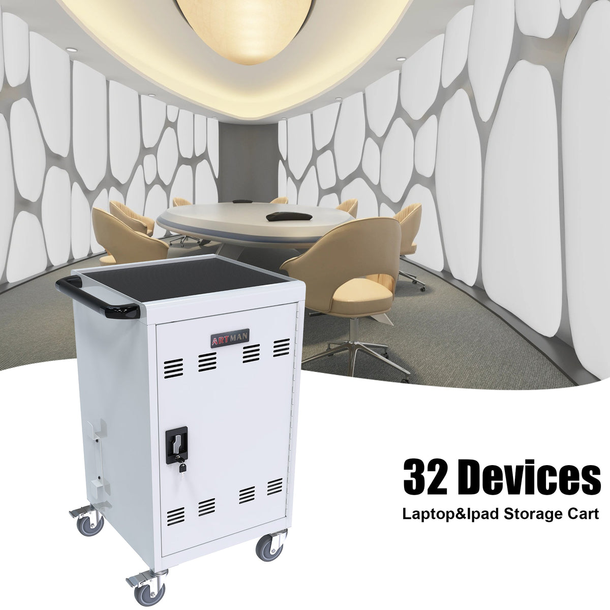Mobile Laptop & Tablet Charging Cart for 32 Devices