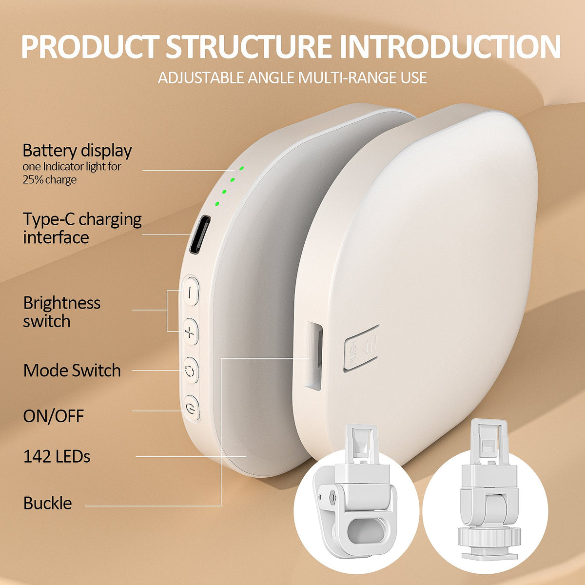 Clip-On LED Fill Light for Video Calls and Streams