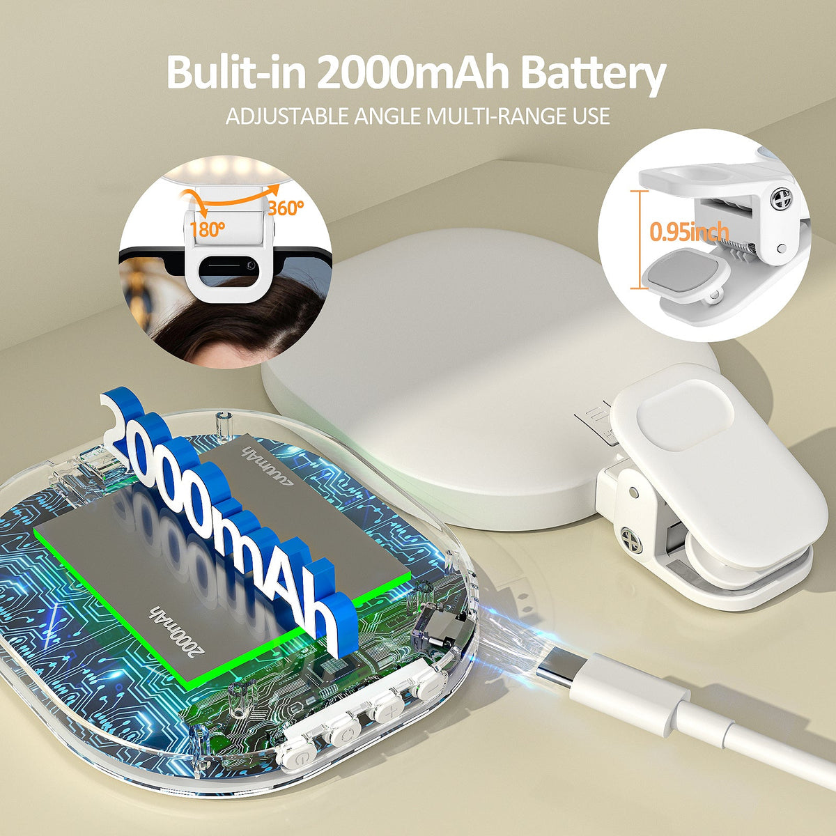 Clip-On LED Fill Light for Video Calls and Streams
