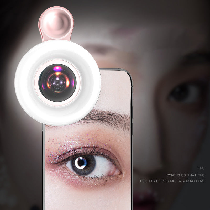 Phone Macro Lens with Ring Fill Light for Makeup
