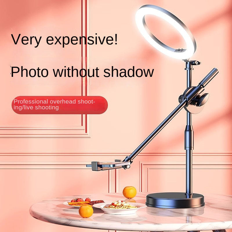 Overhead Phone Stand with Ring Light for Flat Lay Shots