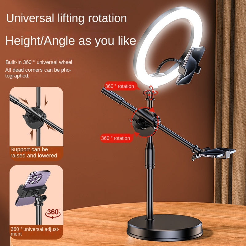 Overhead Phone Stand with Ring Light for Flat Lay Shots