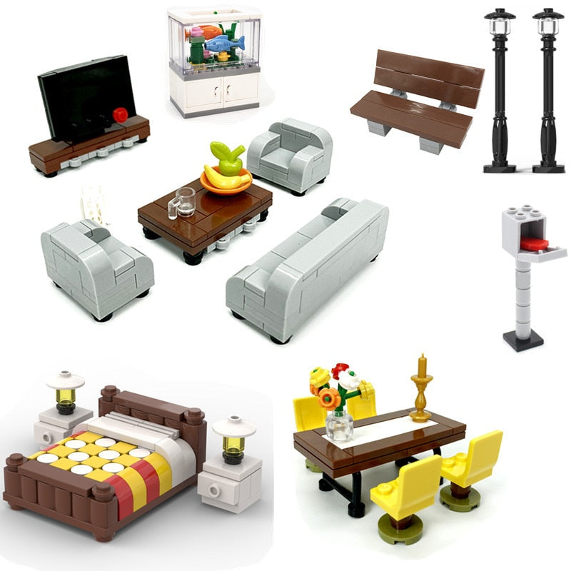 Mini Building Block Furniture for Complete Room Scenes