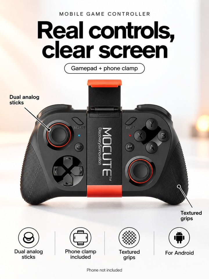 Mobile Game Controller with Phone Clamp for Android