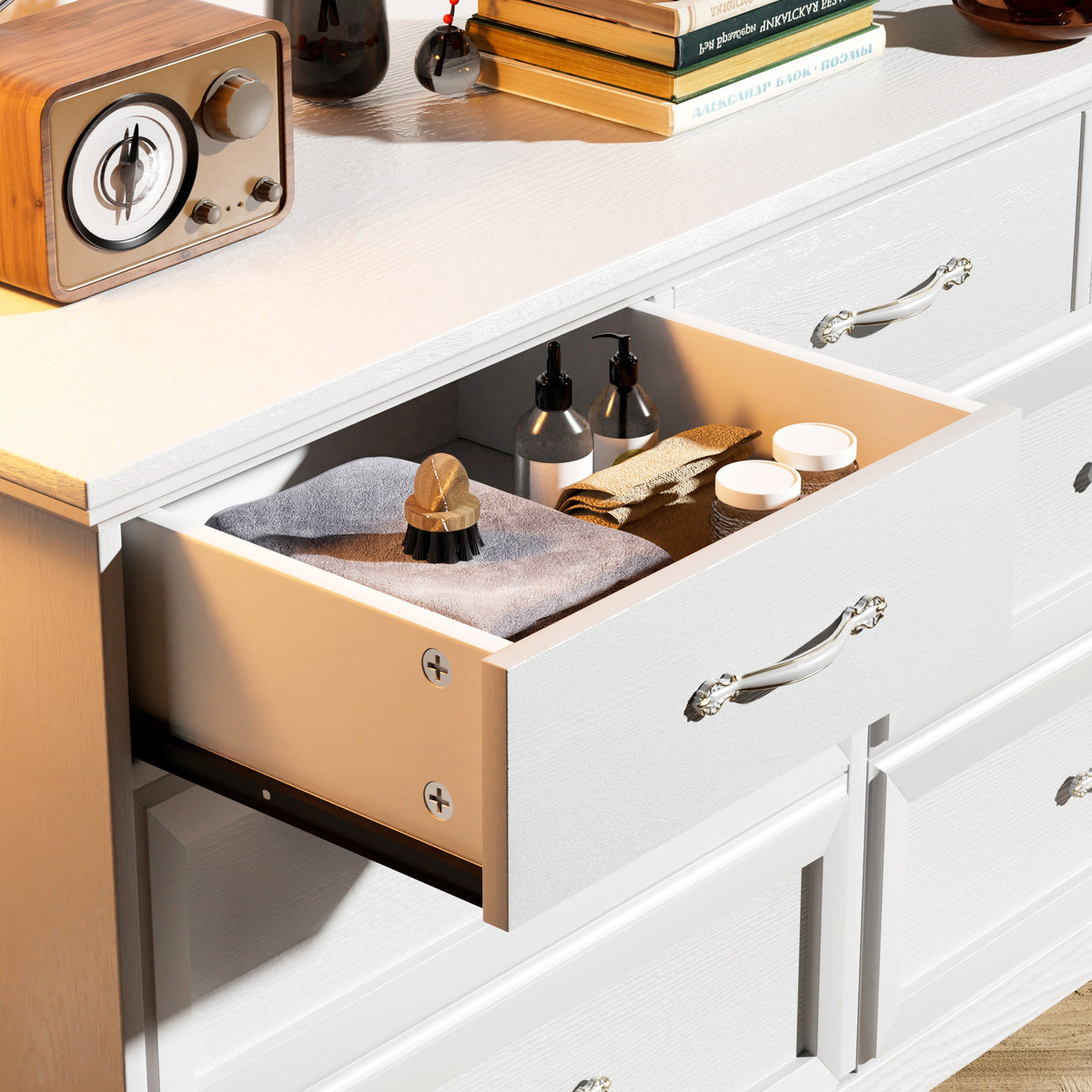 7 Drawer Dresser Chest with Anti-Tip Safety in White