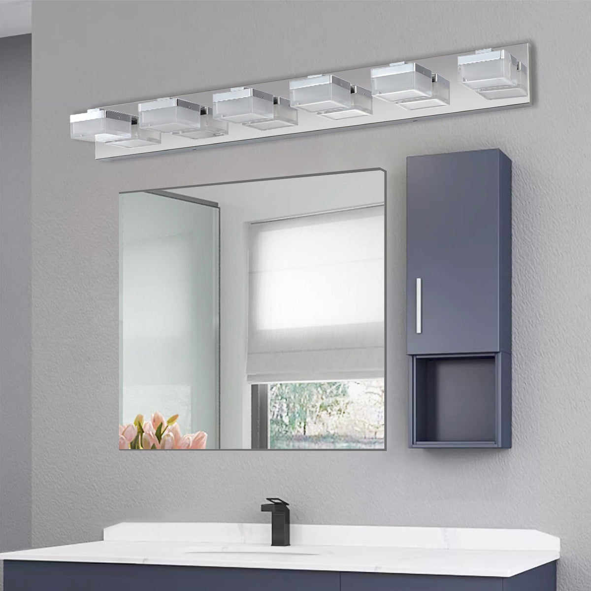 Modern 6-Light Chrome LED Vanity Light for Bathrooms