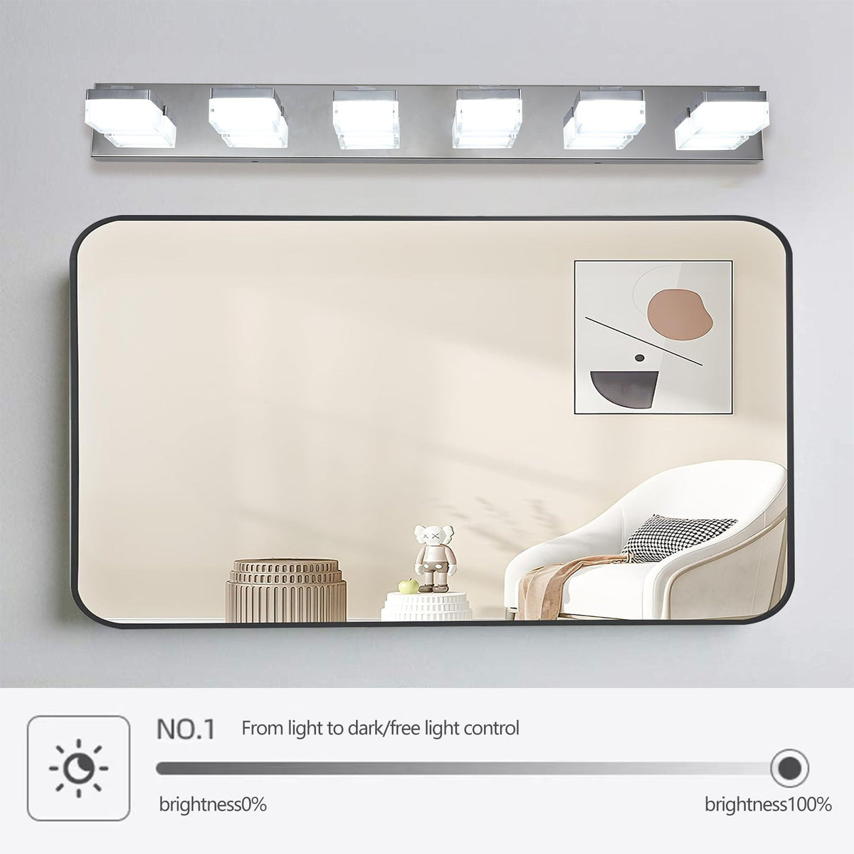 Modern 6-Light Chrome LED Vanity Light for Bathrooms