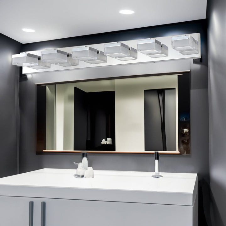 Modern 6-Light Chrome LED Vanity Light for Bathrooms