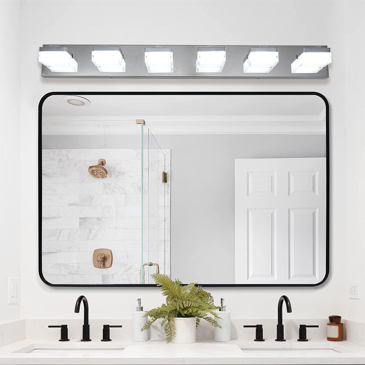 Modern 6-Light Chrome LED Vanity Light for Bathrooms