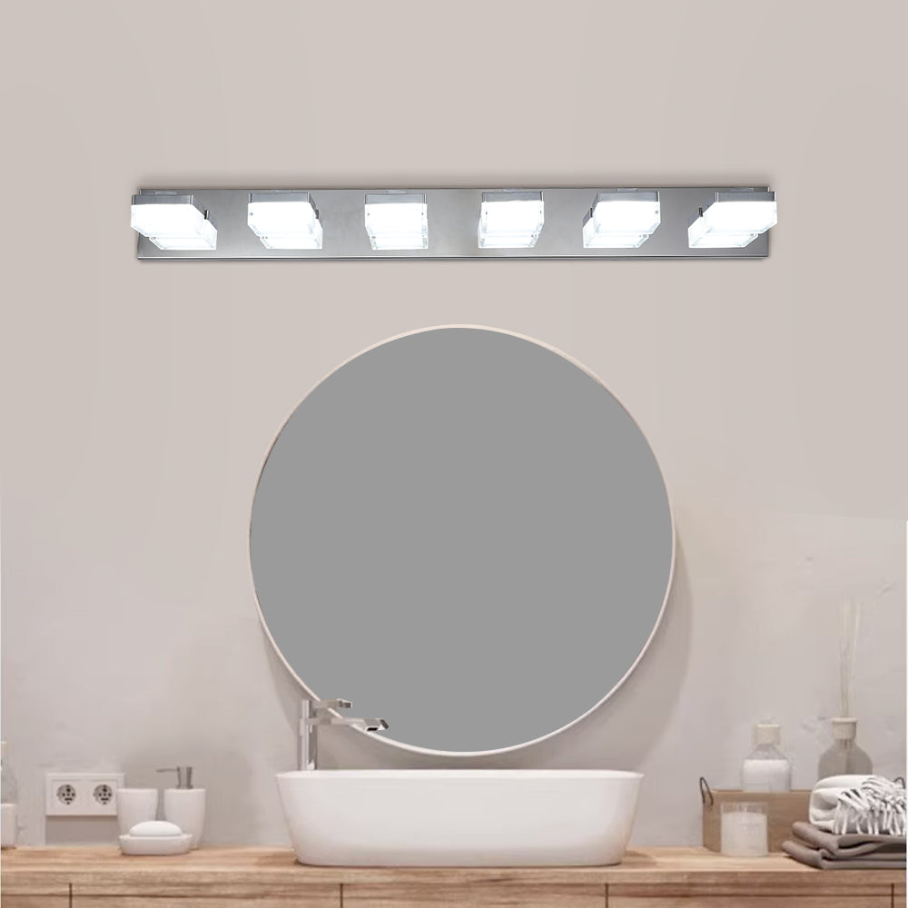 Modern 6-Light Chrome LED Vanity Light for Bathrooms