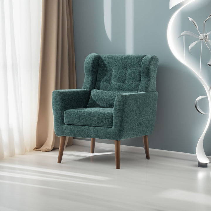 Tufted Mid-Century Accent Chair with Lumbar Pillow