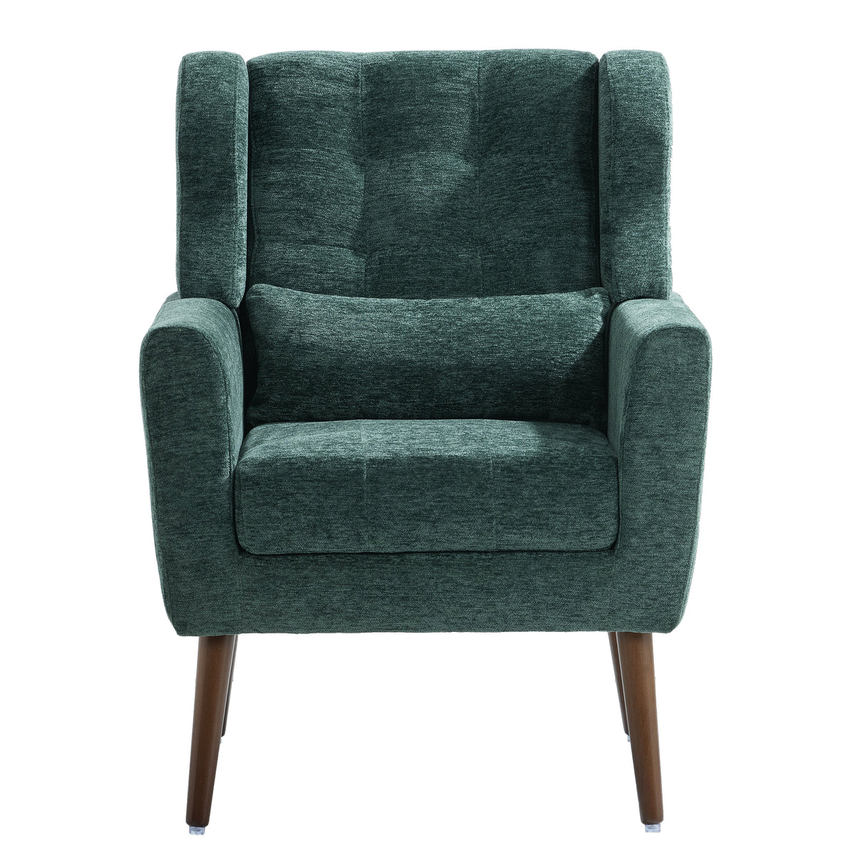 Tufted Mid-Century Accent Chair with Lumbar Pillow