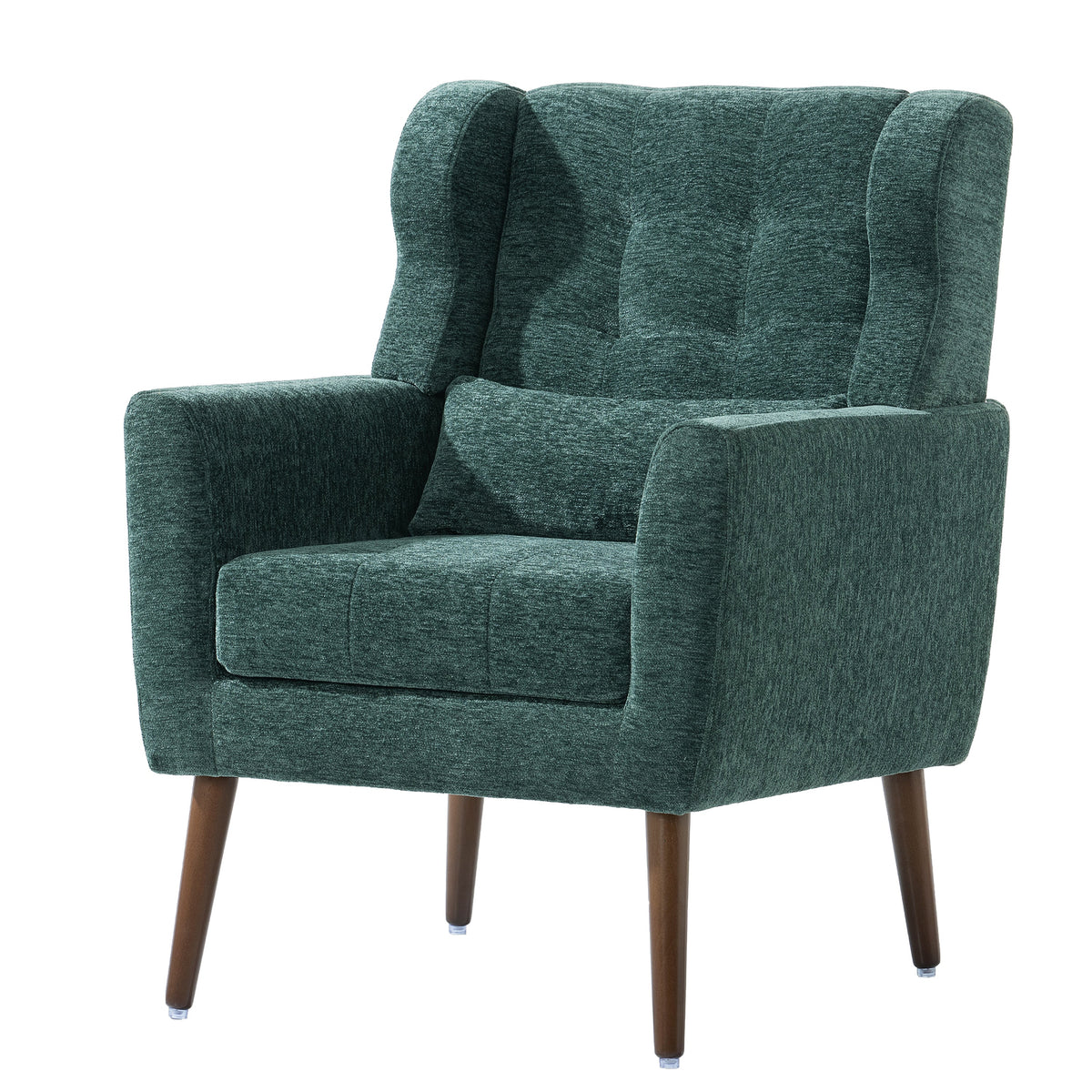 Tufted Mid-Century Accent Chair with Lumbar Pillow