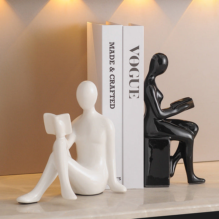 Ceramic Bookends for Modern Shelf Decor and Display
