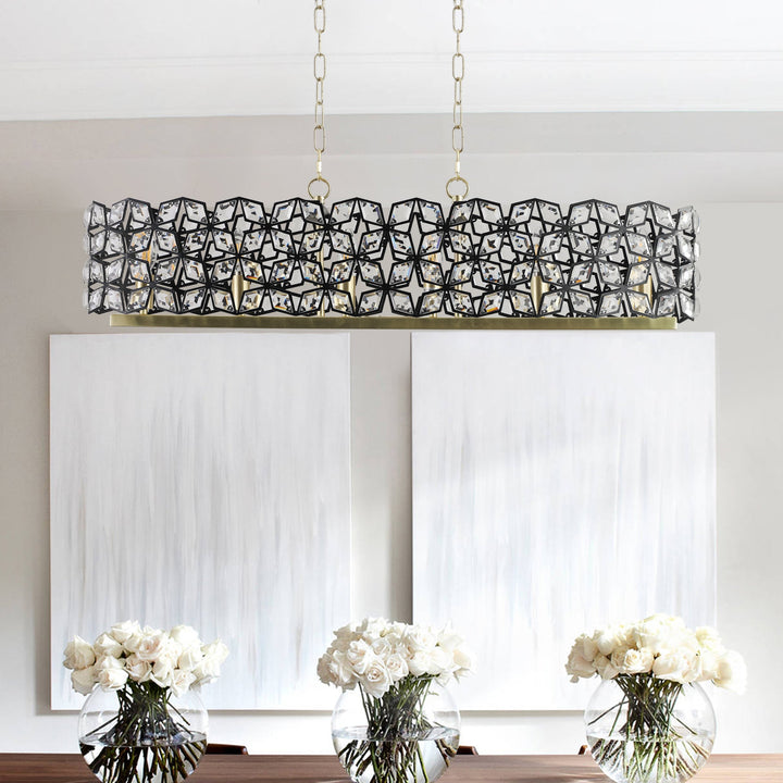 Champagne Gold Oval Crystal Chandelier for Dining Room
