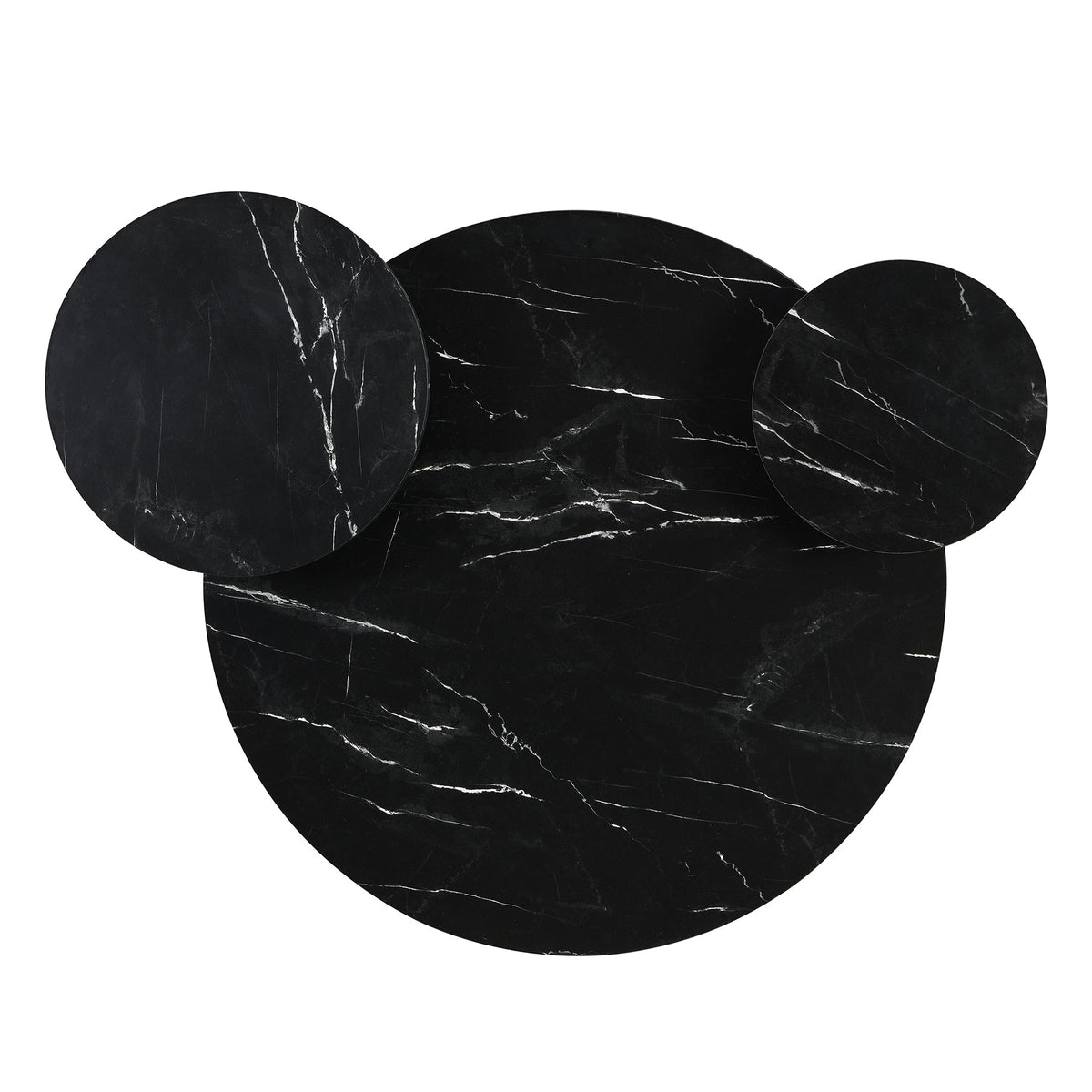 Black Faux Marble Coffee Table with Display Shelves