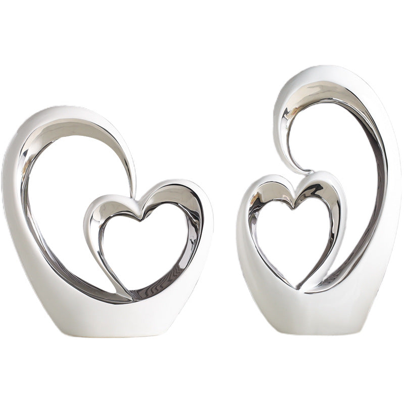 Heart-to-Heart Ceramic Ornament for Elegant Home Decor