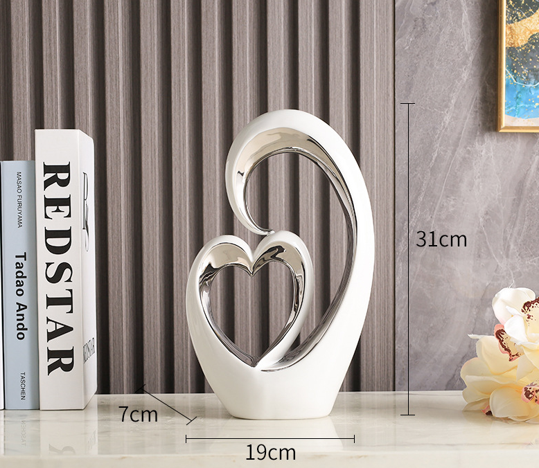 Heart-to-Heart Ceramic Ornament for Elegant Home Decor