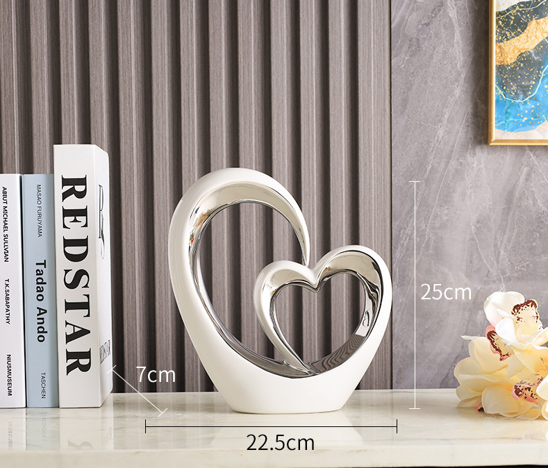 Heart-to-Heart Ceramic Ornament for Elegant Home Decor