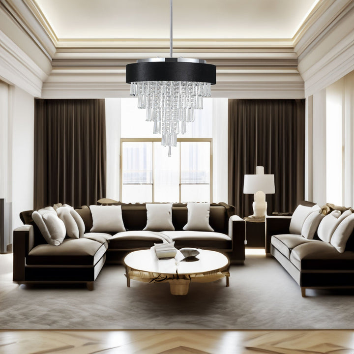 Crystal Chandelier for Living Room with Black Shade