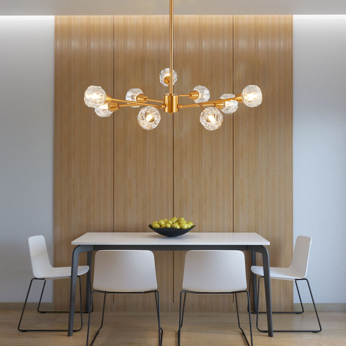9-Light Golden Crystal Chandelier for Living Rooms
