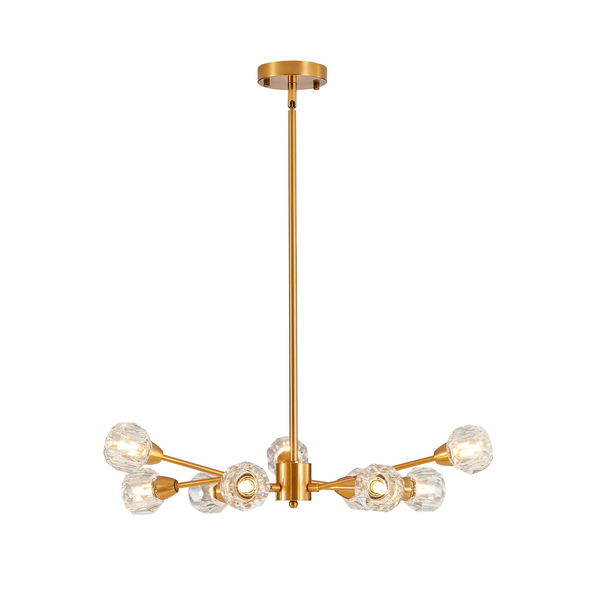 9-Light Golden Crystal Chandelier for Living Rooms