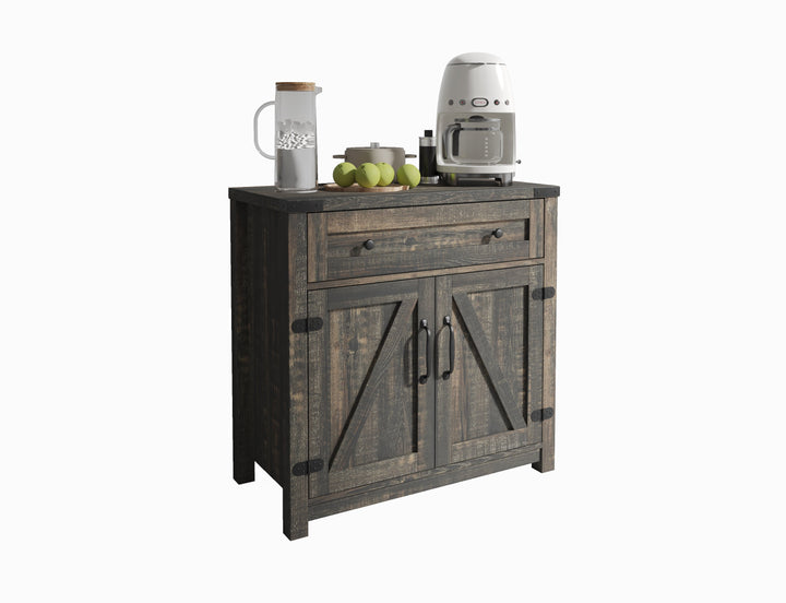 Farmhouse Barn Door Accent Cabinet with Hidden Storage