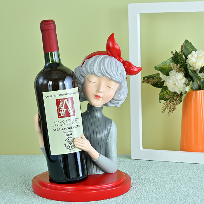 Modern Wine Bottle Holder Sculptural Tabletop Decor