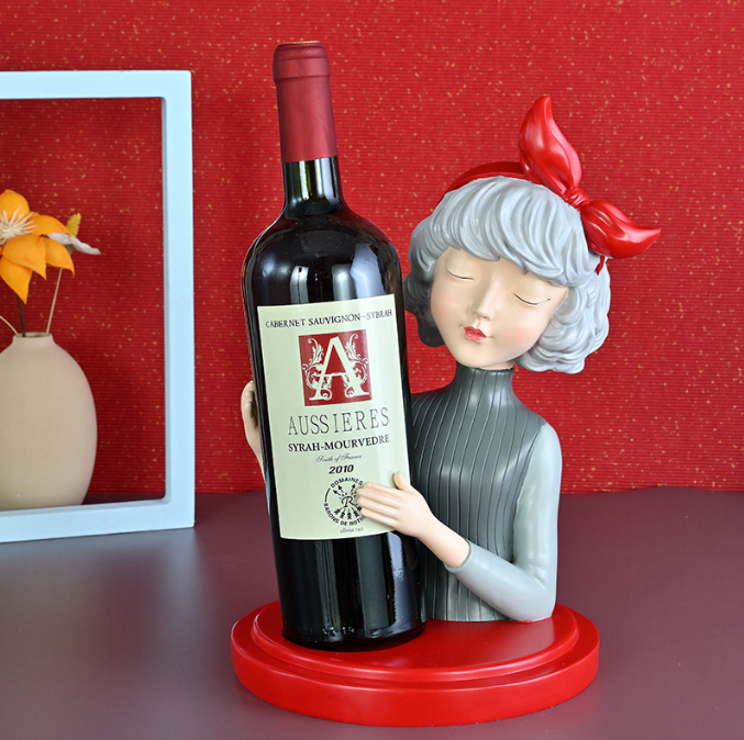 Modern Wine Bottle Holder Sculptural Tabletop Decor