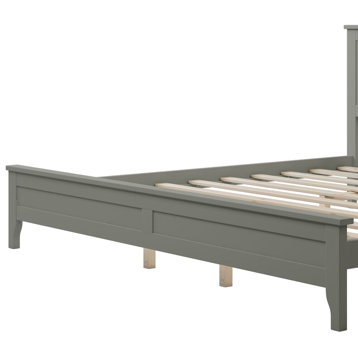 Gray Solid Wood King Platform Bed with Paneled Headboard