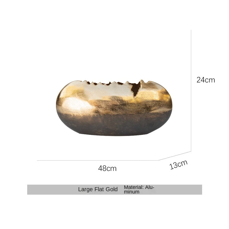 Oval Decorative Tray – Sculptural Gold Bronze Decor