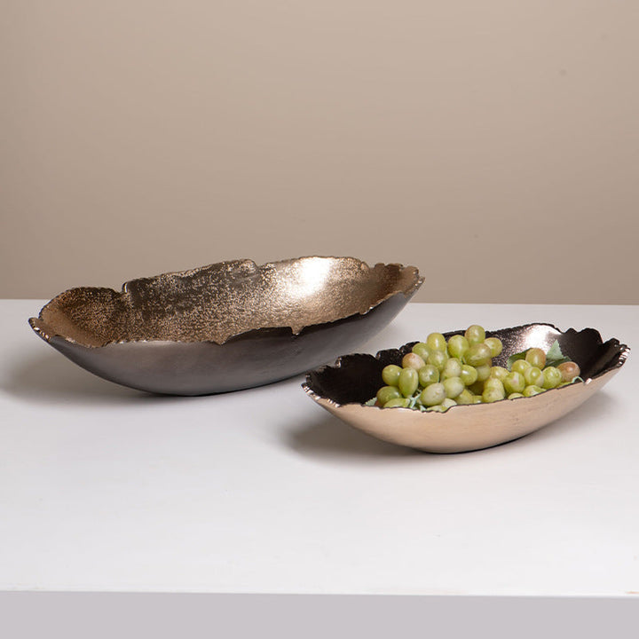 Oval Decorative Tray – Sculptural Gold Bronze Decor