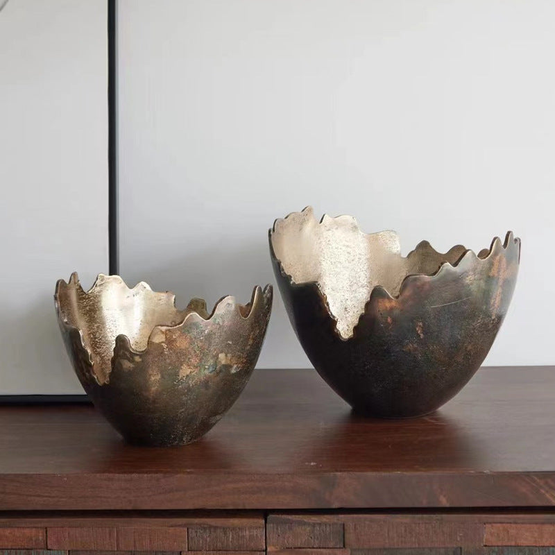 Oval Decorative Tray – Sculptural Gold Bronze Decor