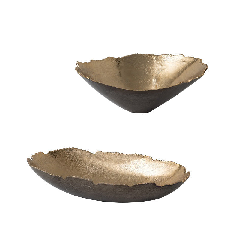 Oval Decorative Tray – Sculptural Gold Bronze Decor