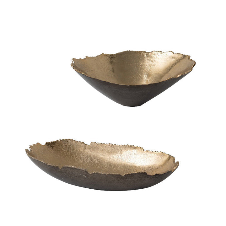 Oval Decorative Tray – Sculptural Gold Bronze Decor