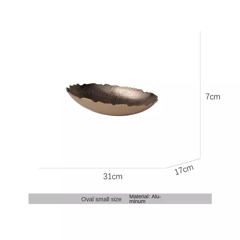 Oval Decorative Tray – Sculptural Gold Bronze Decor