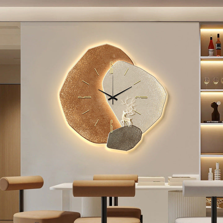 Modern Wall Clock With Warm Illuminated Art Focal Point