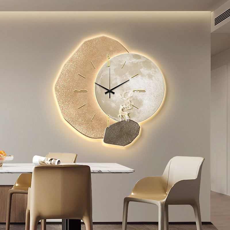 Modern Wall Clock With Warm Illuminated Art Focal Point