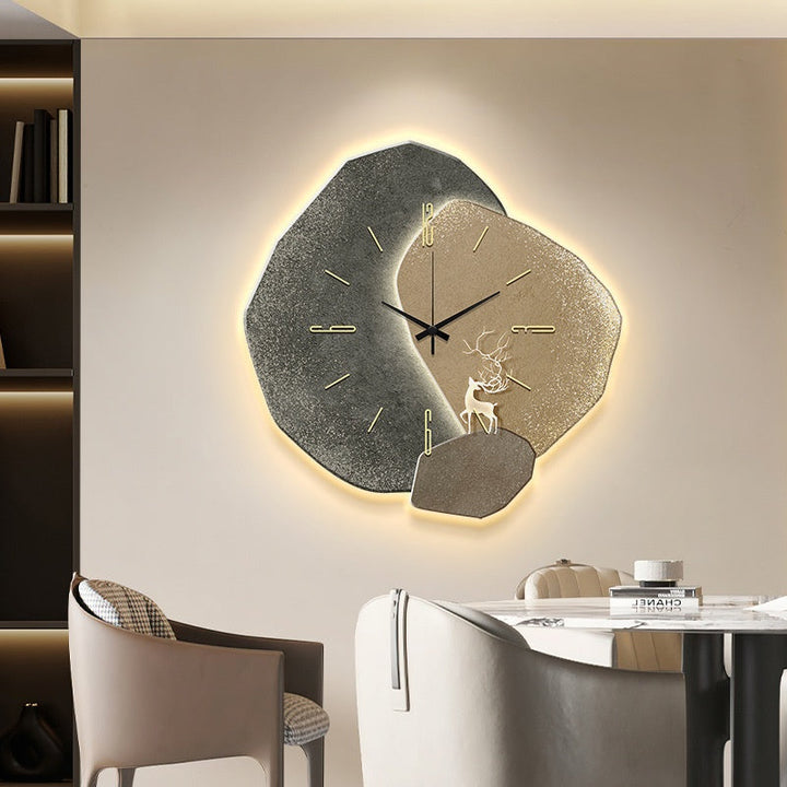 Modern Wall Clock With Warm Illuminated Art Focal Point