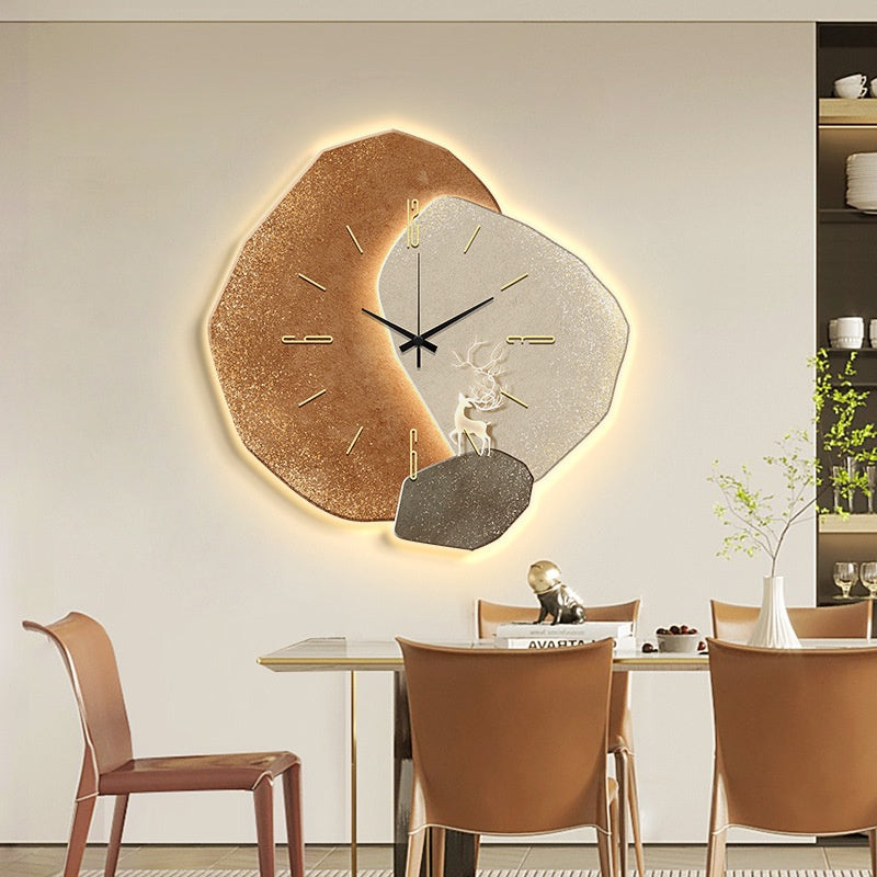 Modern Wall Clock With Warm Illuminated Art Focal Point
