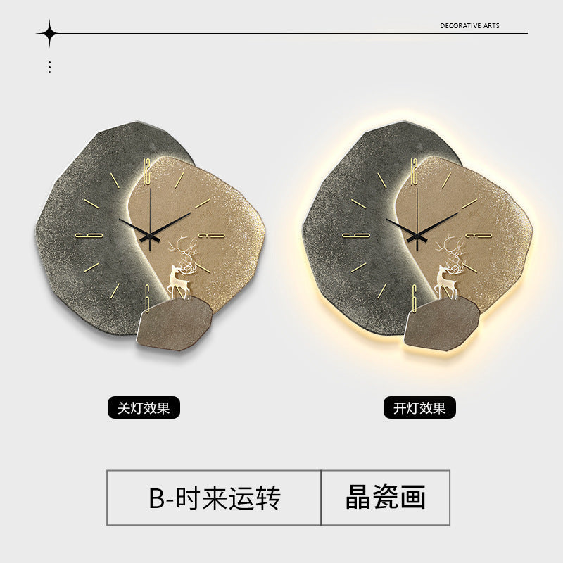 Modern Wall Clock With Warm Illuminated Art Focal Point
