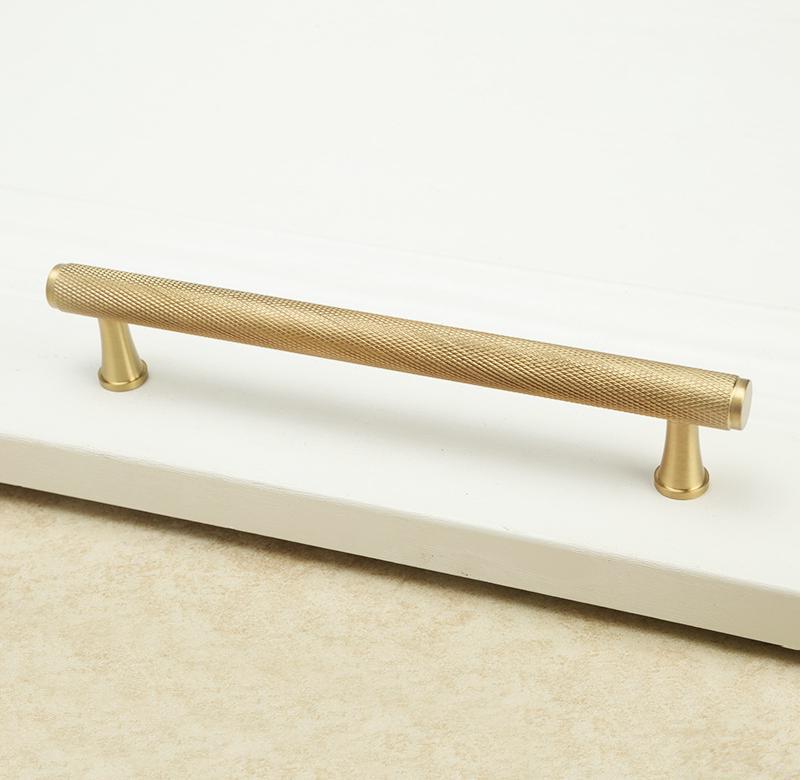 Brushed Gold Knurled Cabinet Pull for Wardrobe Drawers